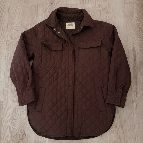 Ashley Outerwear Brown Quilted Utility Shacket 8 Oversized Gorpcore Normcore - Picture 2 of 10